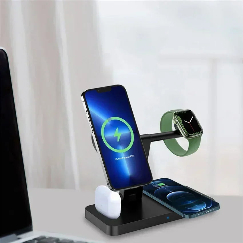 30W 3-in-1 Magnetic Wireless Charger Stand – Fast Charging Dock for iPhone 16–13, Apple Watch 8/7,