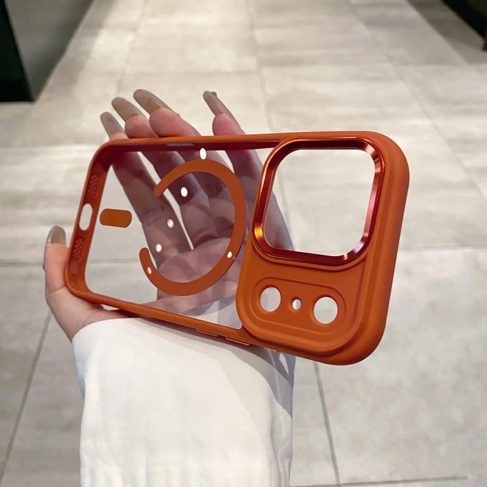 Transparent MagSafe Armor Case for iPhone 17/16/15 Pro Max, Plus & Air – Shockproof Acrylic with Metal Lens Guard