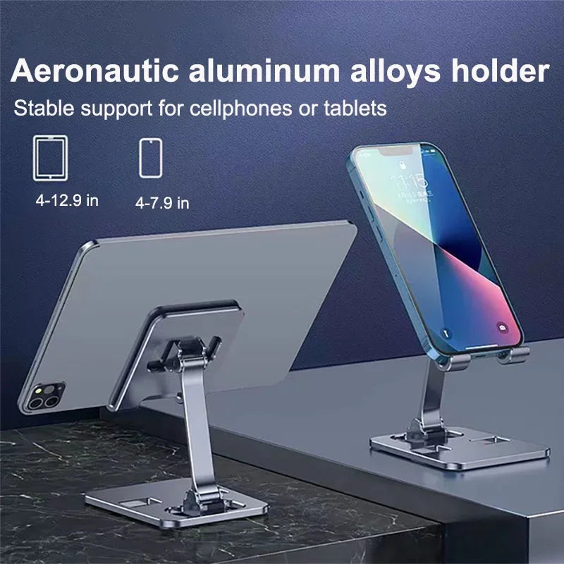 Universal Aluminum Alloy Adjustable Tablet & Phone Stand – Foldable Desktop Holder for iPad & Mobile Devices