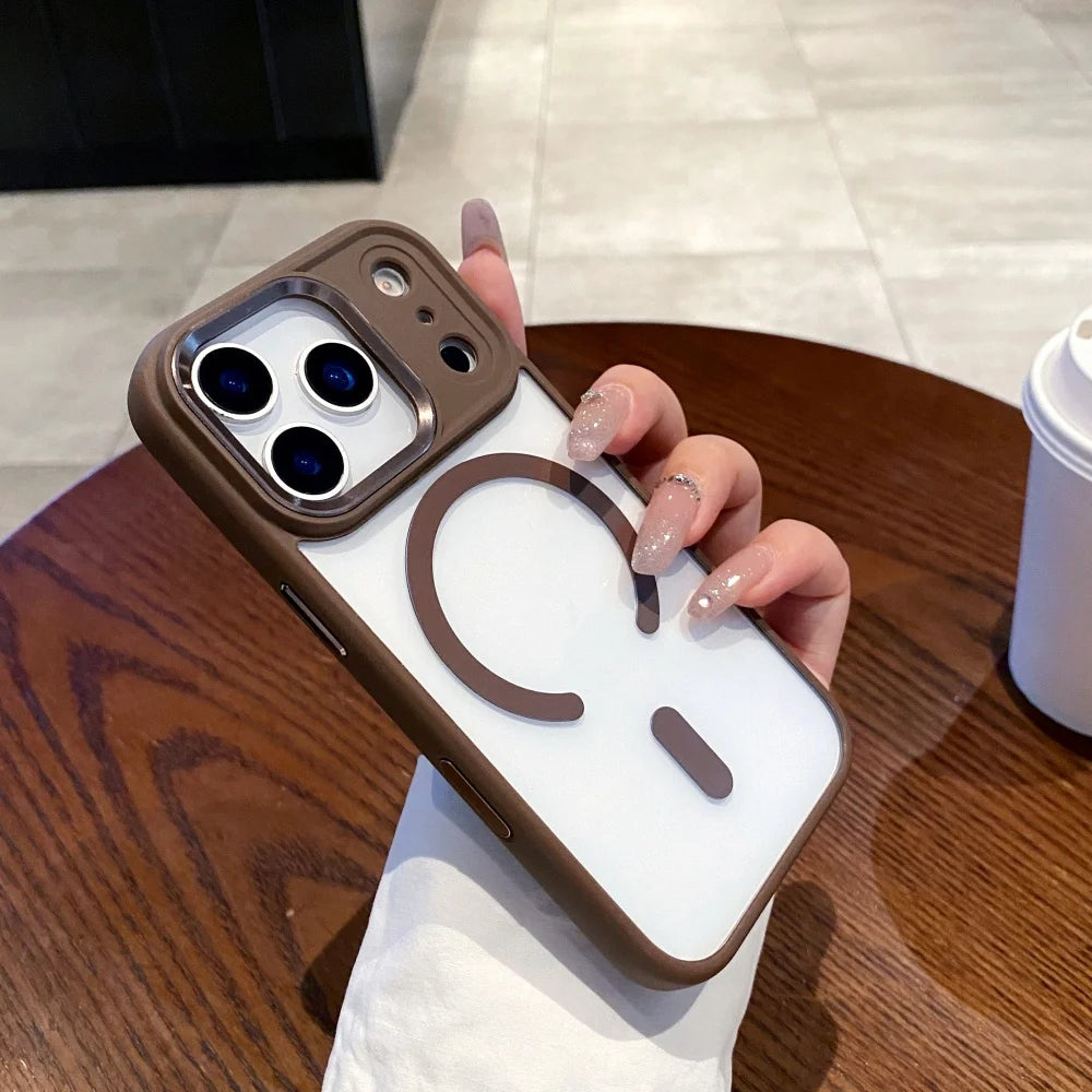 Transparent MagSafe Armor Case for iPhone 17/16/15 Pro Max, Plus & Air – Shockproof Acrylic with Metal Lens Guard