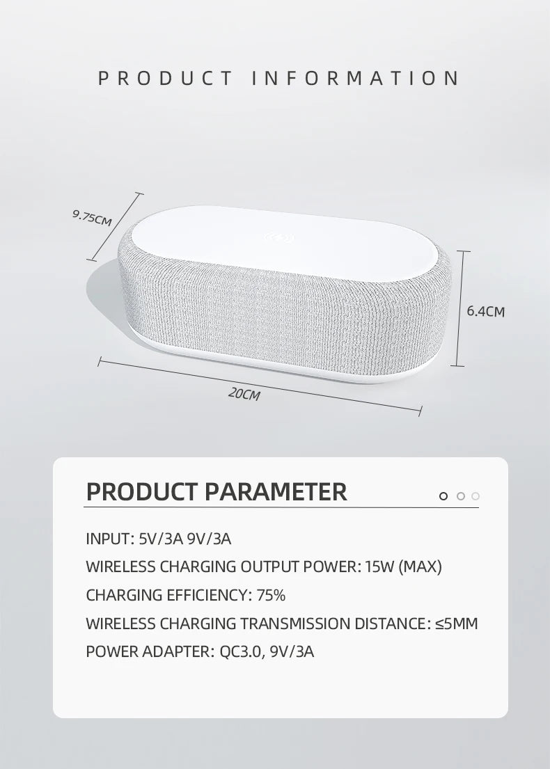 15W Wireless Charging Alarm Clock