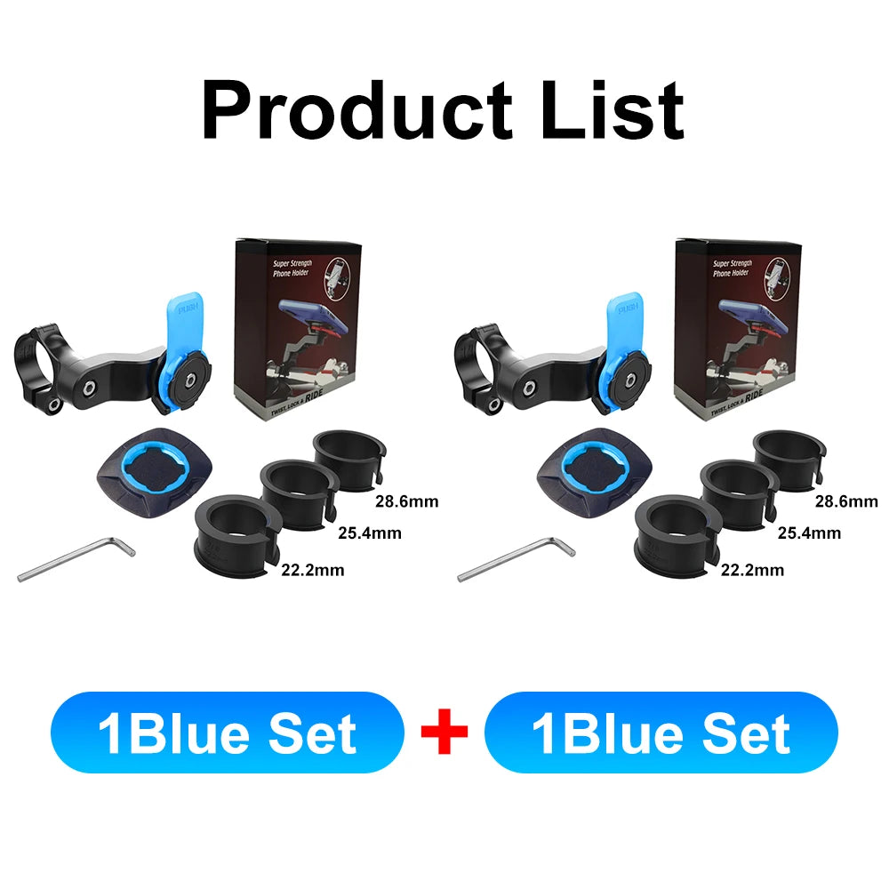 Motorcycle Phone Holder – Quad Lock Style with Shock Absorber & Vibration Damper for MTB & Road Bikes