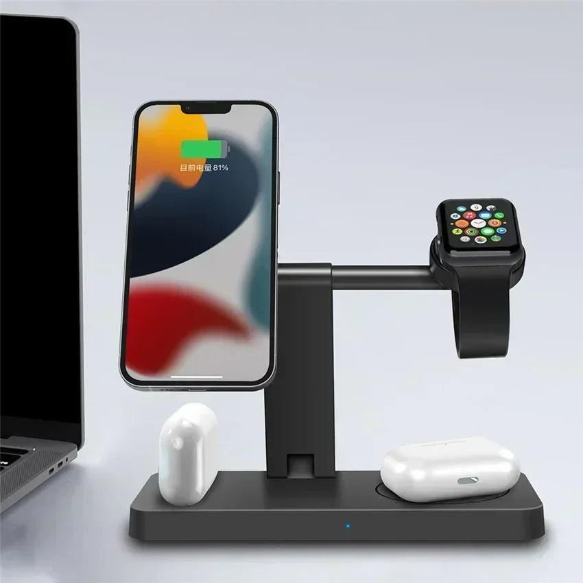 30W 3-in-1 Magnetic Wireless Charger Stand – Fast Charging Dock for iPhone 16–13, Apple Watch 8/7,