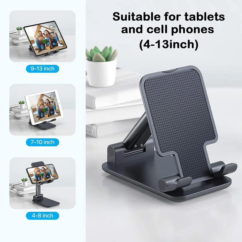 Foldable ABS Desktop Phone & Tablet Stand – Adjustable Bracket for iPhone 15/16, iPad, Android & More
