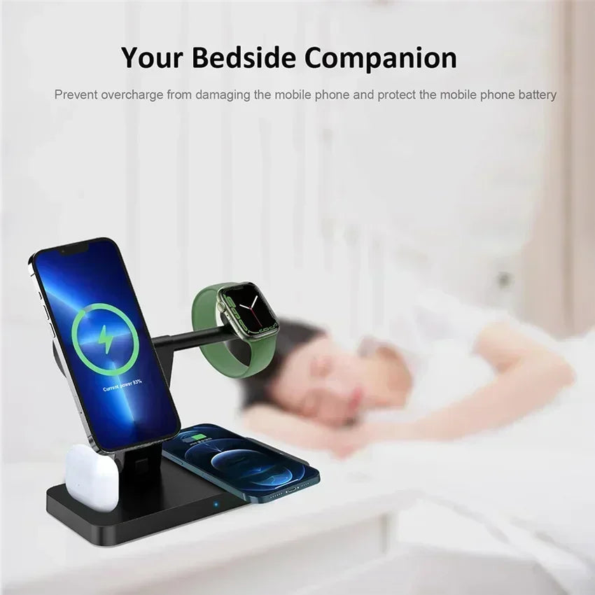 30W 3-in-1 Magnetic Wireless Charger Stand – Fast Charging Dock for iPhone 16–13, Apple Watch 8/7,