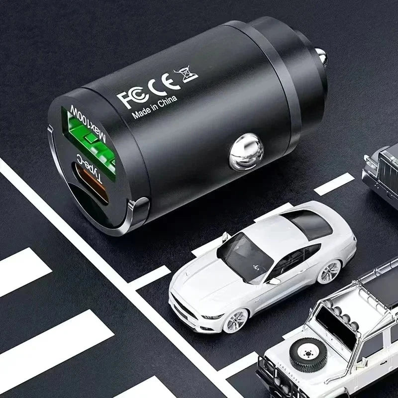 100W USB Car Charger – PD Type-C Fast Charging Adapter for iPhone 15, Samsung S24, Xiaomi & More