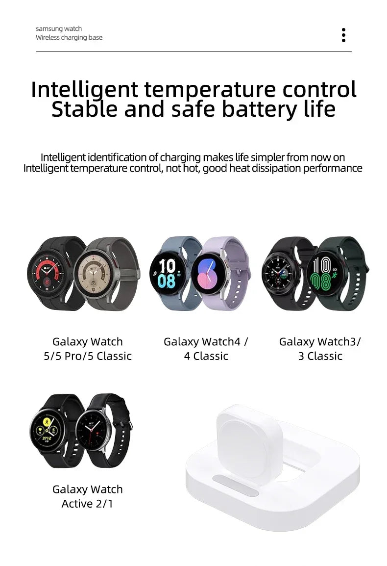Wireless Charger Stand for Samsung Galaxy Watch 6/5/4/3 Pro – Type-C Fast Charging Dock (45mm/44mm/40mm/Classic/Active 2)