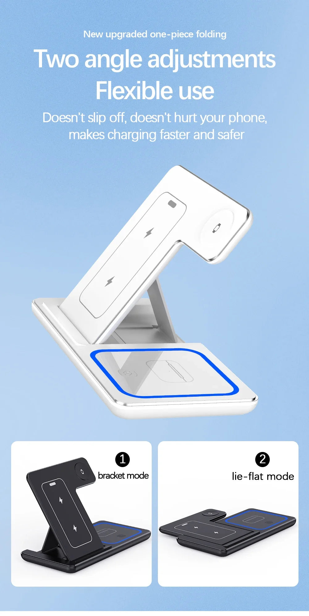3-in-1 Foldable Wireless Charging Station – Fast Desktop Charger for iPhone 16–12, Apple Watch 10–6, and AirPods 3/2