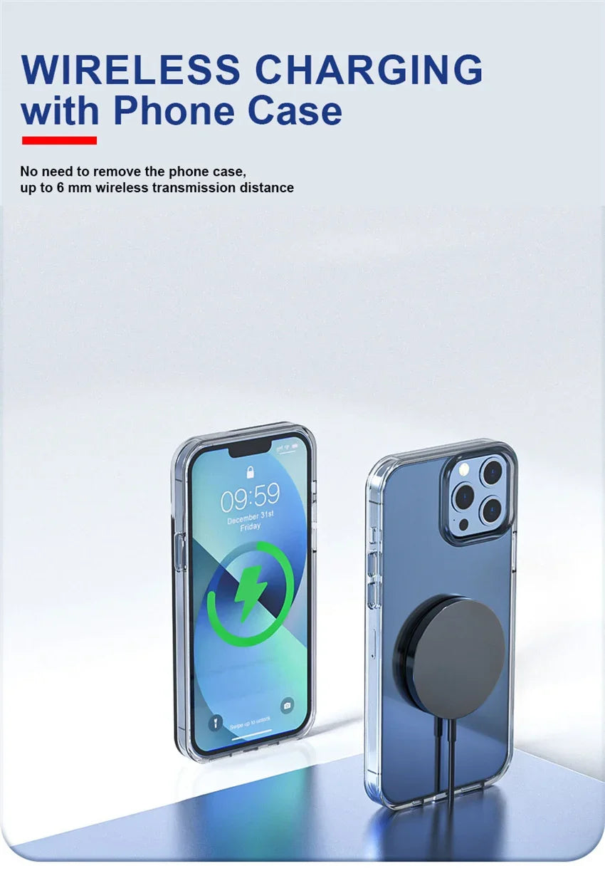 Magnetic Wireless Charger Stand – Fast Charging Pad for iPhone 16–12 Pro Max & AirPods with USB-A/PD Dock Station