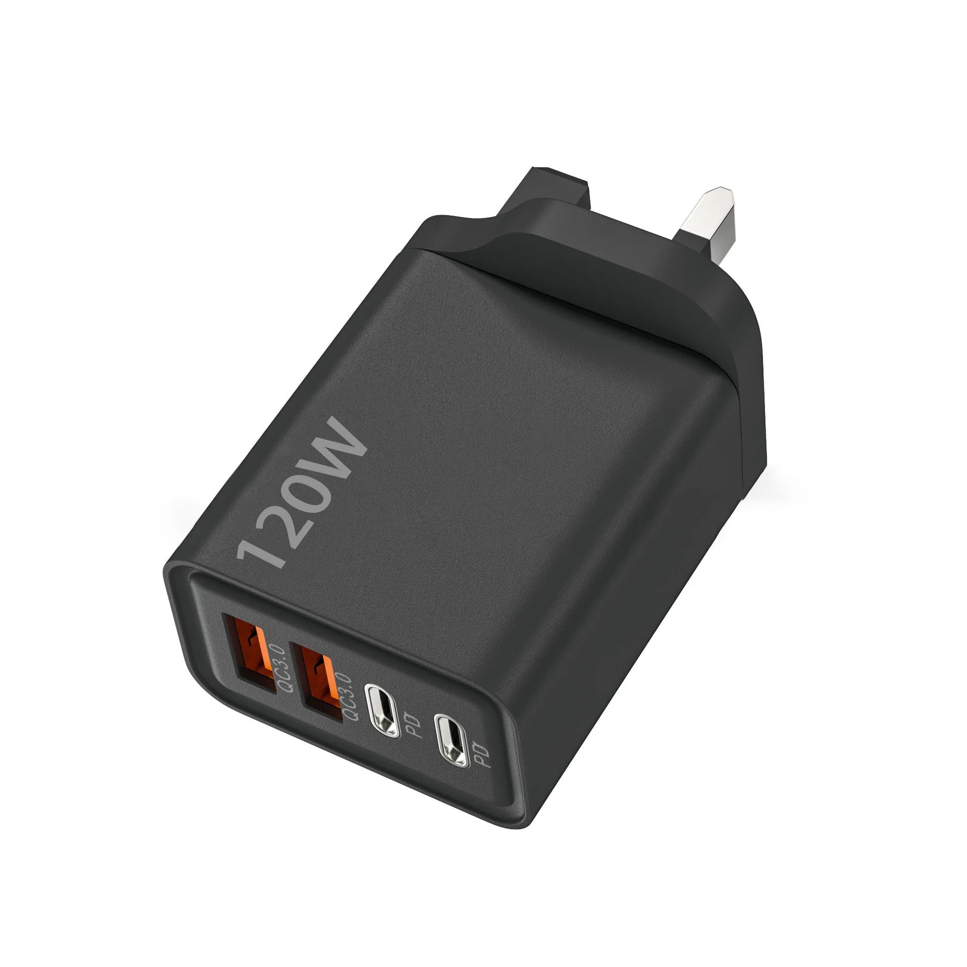 120W 4-Port USB-C PD Fast Charger – Quick Charge 3.0 Adapter for iPhone, Samsung, Xiaomi & More