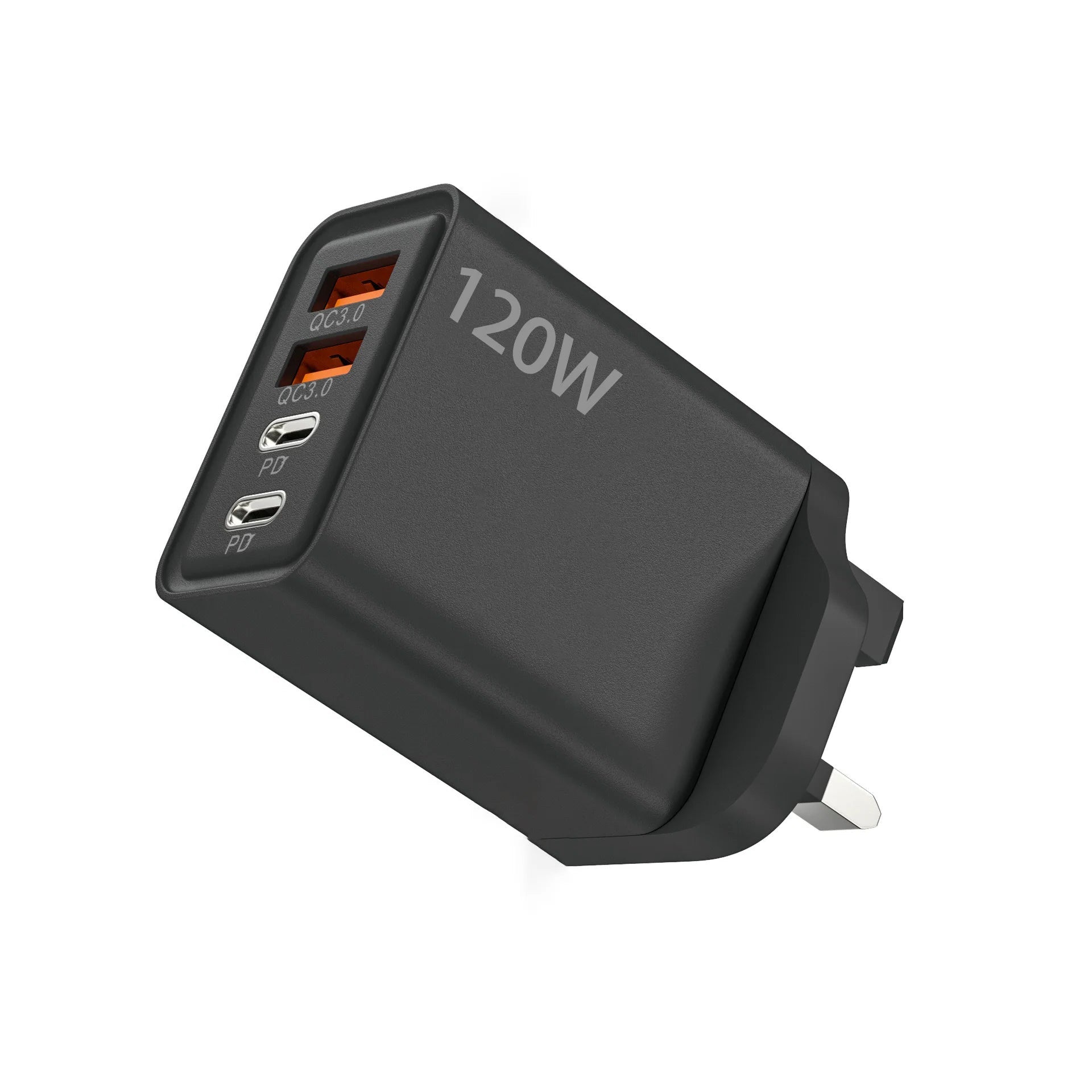 120W 4-Port USB-C PD Fast Charger – Quick Charge 3.0 Adapter for iPhone, Samsung, Xiaomi & More