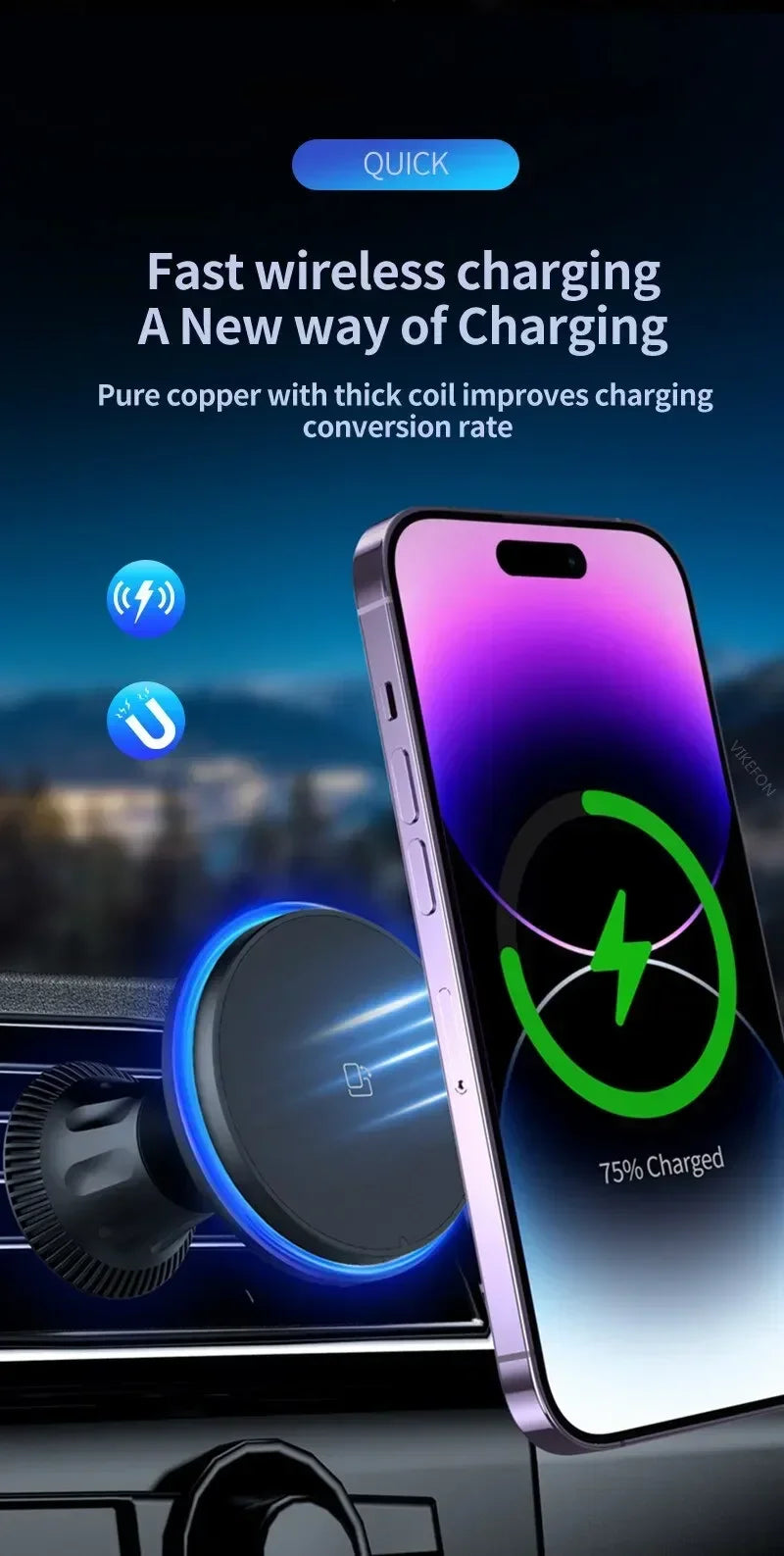 30W MagSafe Car Wireless Charger for iPhone