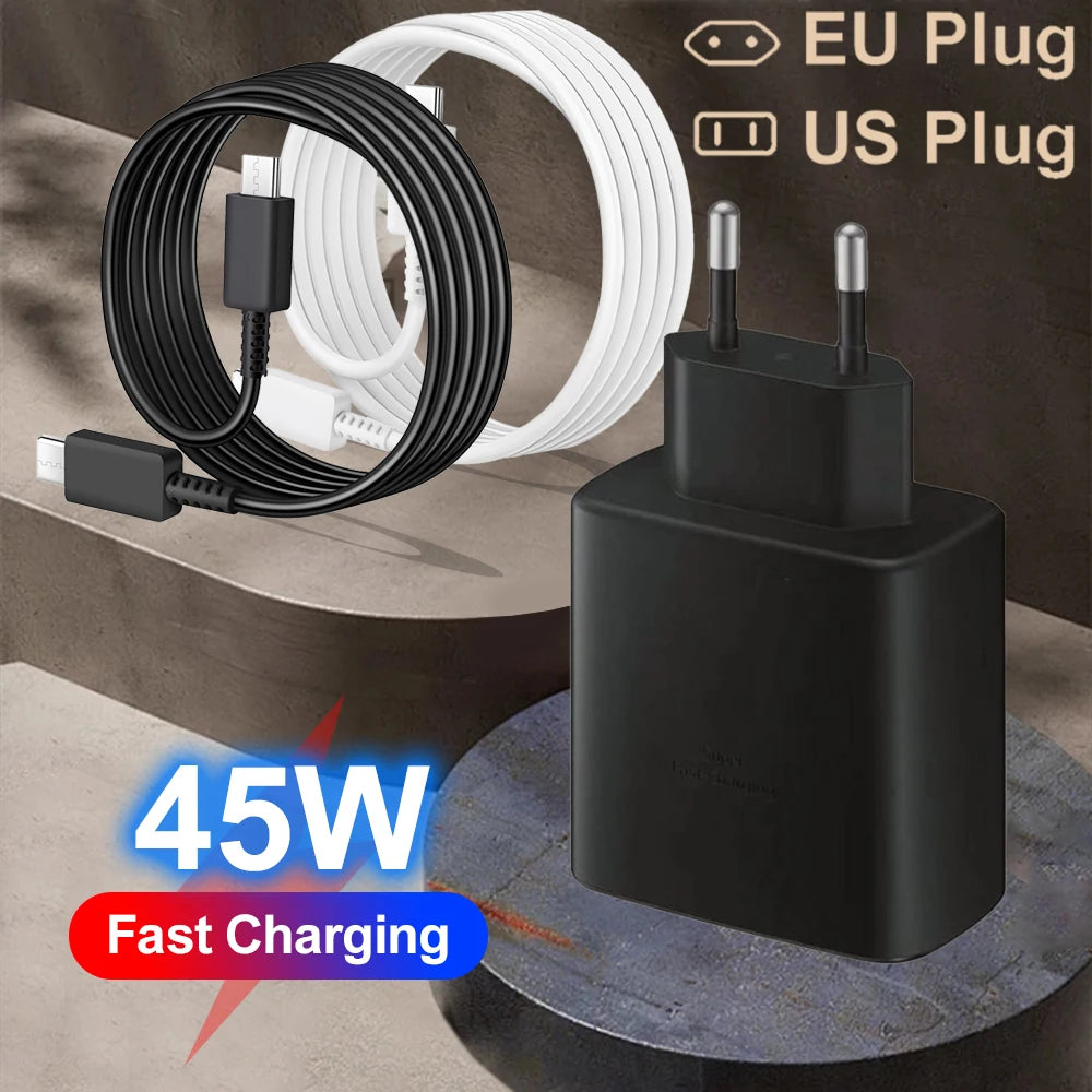 45W PD Fast Charger – Type-C Adapter for Samsung Galaxy S23/S22, iPhone, Xiaomi & More