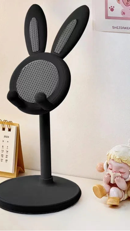Cute Rabbit Adjustable Phone Stand – Liftable Desktop Holder & Phone Grip Accessory