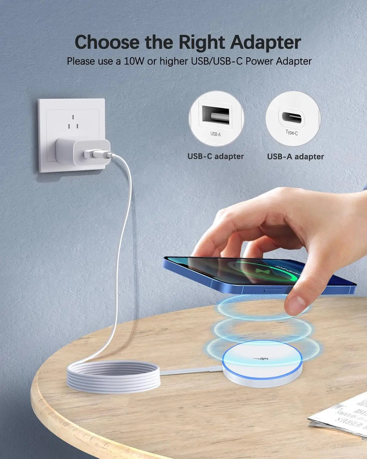 MagSafe Wireless Charger for iPhone 16/15/14/13/12/11/X/XS/XR/Plus – Fast Charging Pad with USB-C to Lightning Cable