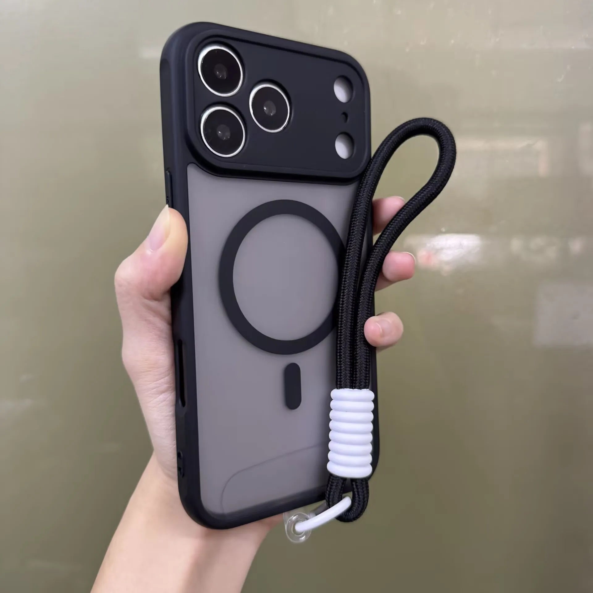 Luxury Matte Clear MagSafe Case for iPhone Air/17/17 Pro/17 Pro Max – Strap & Camera Protection