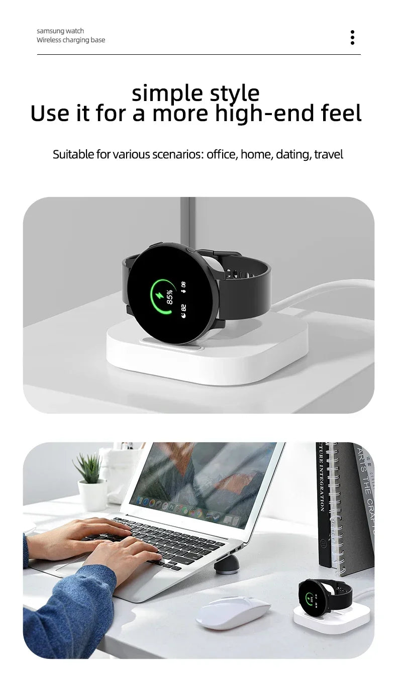 Wireless Charger Stand for Samsung Galaxy Watch 6/5/4/3 Pro – Type-C Fast Charging Dock (45mm/44mm/40mm/Classic/Active 2)