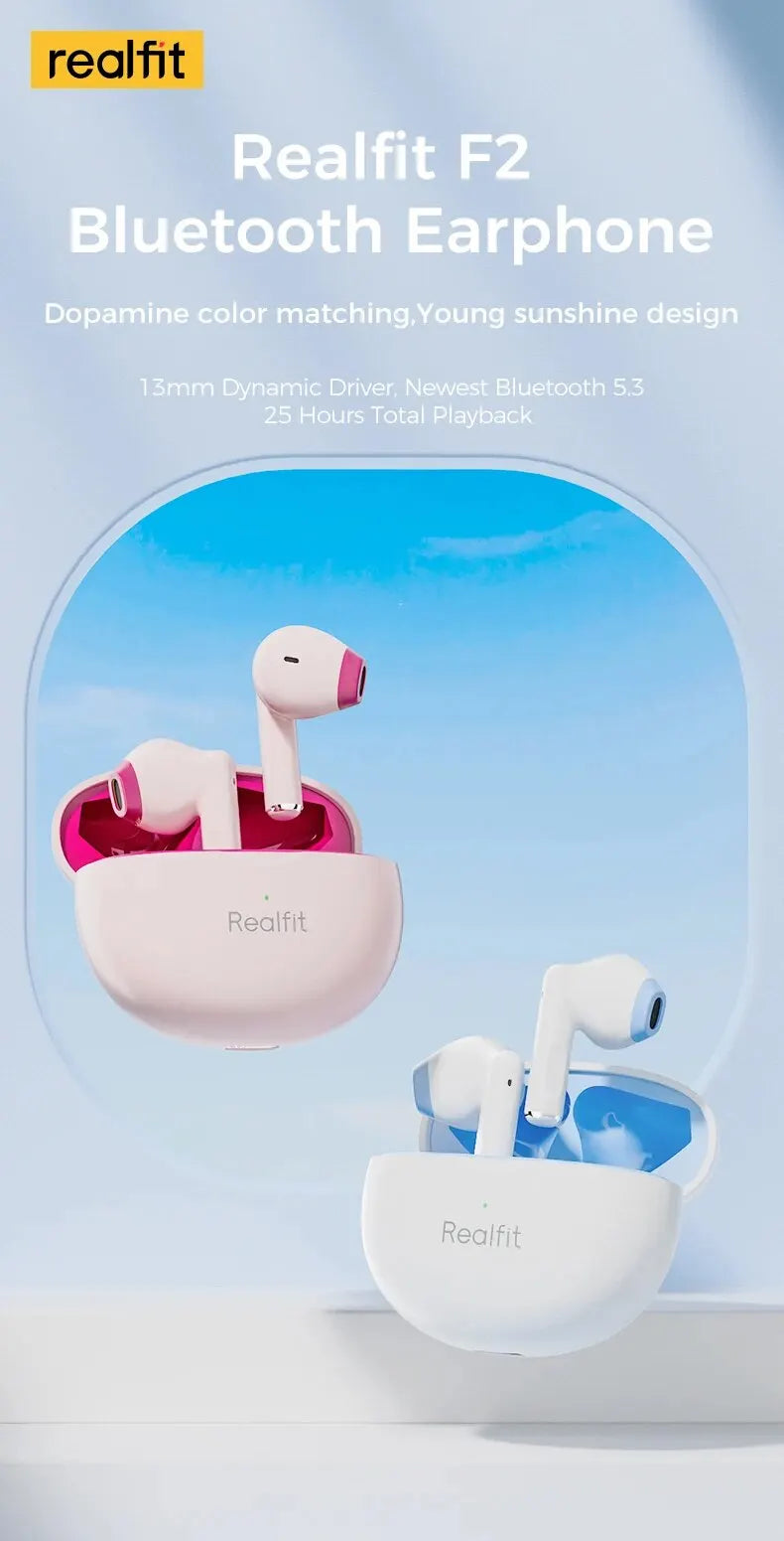 Realfit F2 TWS Wireless Earbuds – HiFi Bluetooth Earphones for Android (realme, Xiaomi)