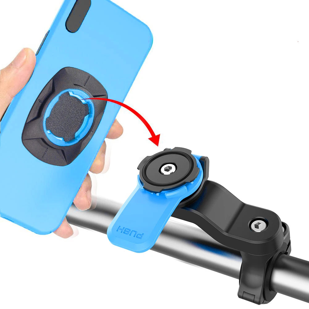 Motorcycle Phone Holder – Quad Lock Style with Shock Absorber & Vibration Damper for MTB & Road Bikes