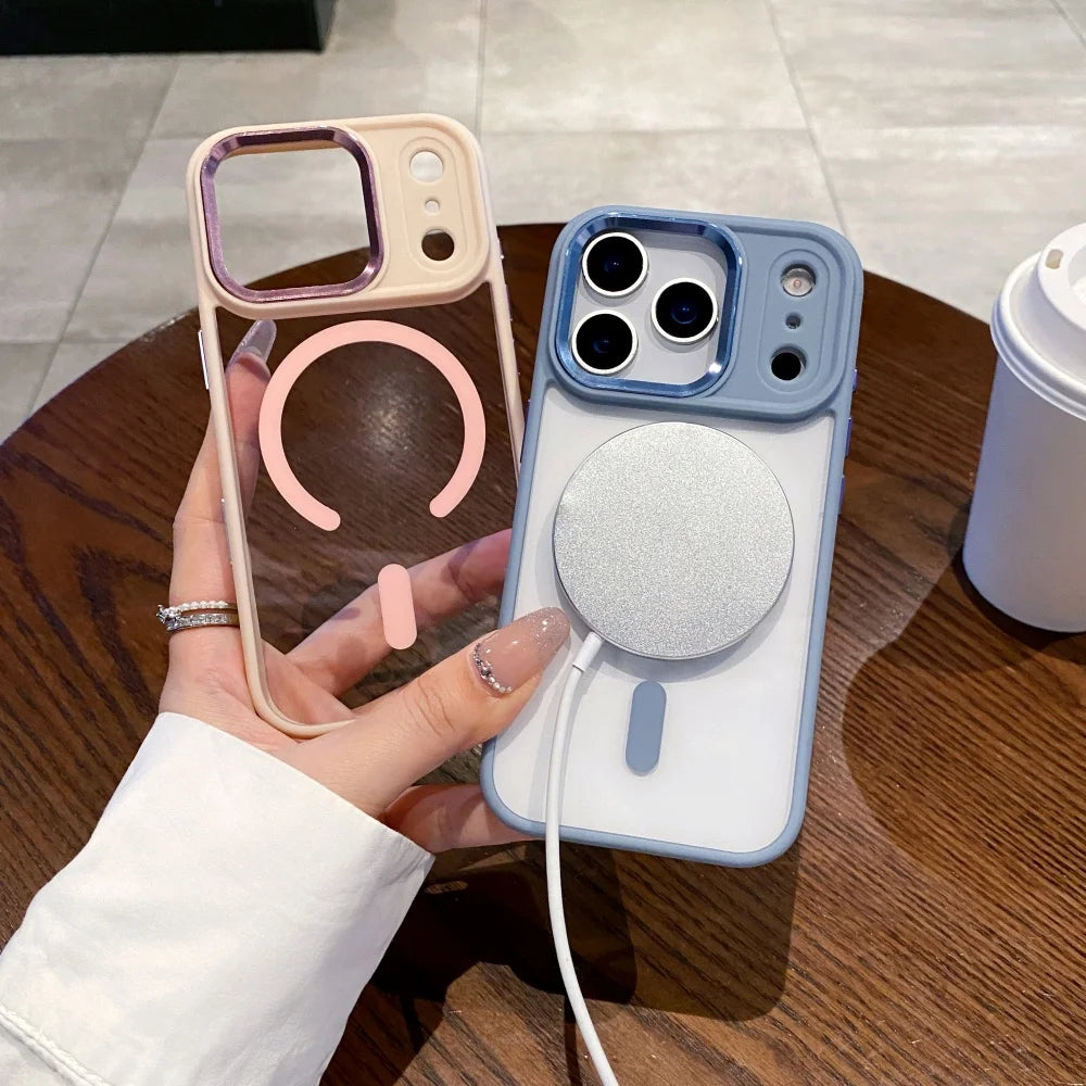 Transparent MagSafe Armor Case for iPhone 17/16/15 Pro Max, Plus & Air – Shockproof Acrylic with Metal Lens Guard