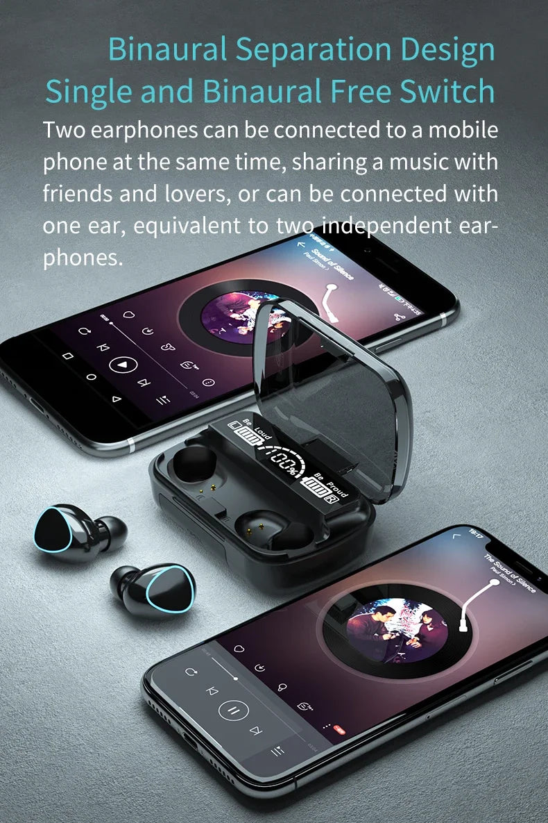 M10 TWS Bluetooth Earbuds – 9D Stereo Wireless Headphones with 3500mAh Charging Case & Mic, Waterproof Sports Design