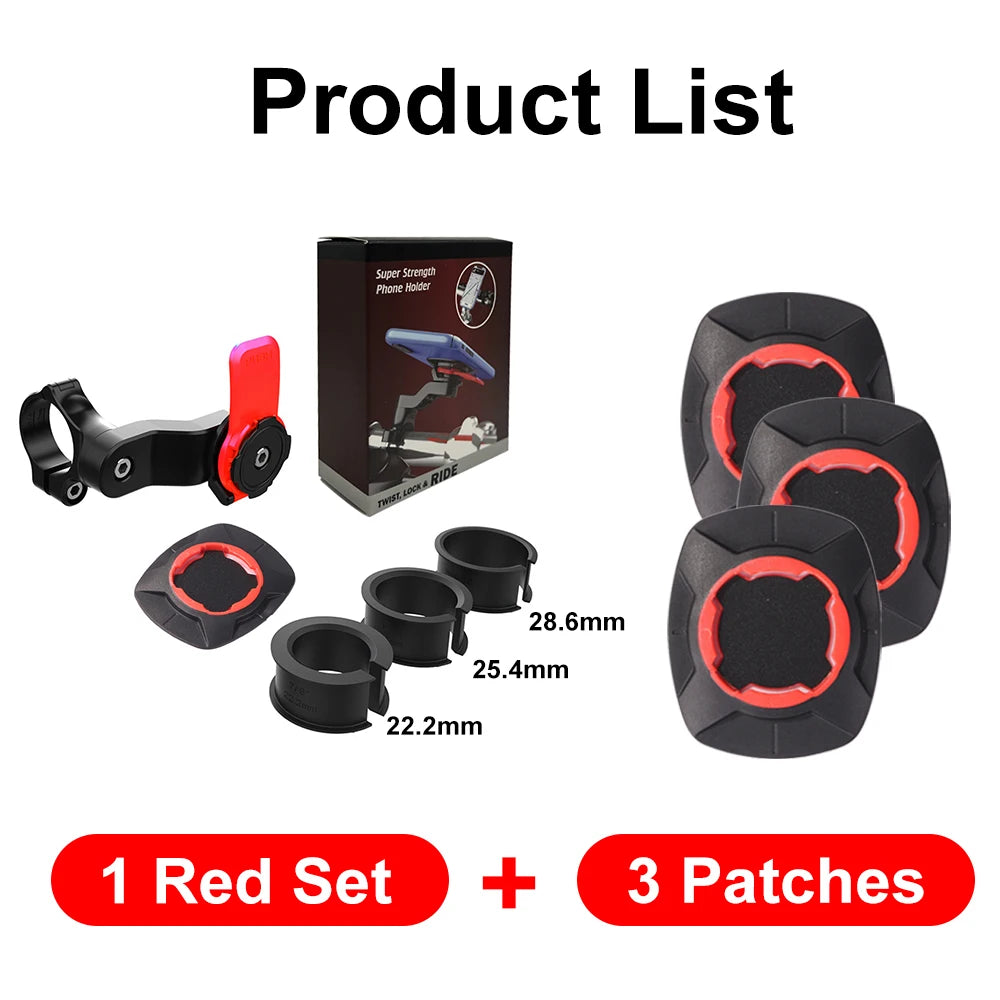 Motorcycle Phone Holder – Quad Lock Style with Shock Absorber & Vibration Damper for MTB & Road Bikes