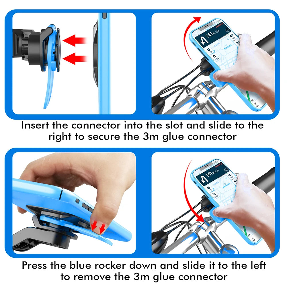Motorcycle Phone Holder – Quad Lock Style with Shock Absorber & Vibration Damper for MTB & Road Bikes