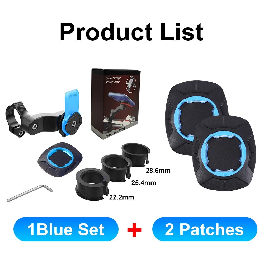 Motorcycle Phone Holder – Quad Lock Style with Shock Absorber & Vibration Damper for MTB & Road Bikes