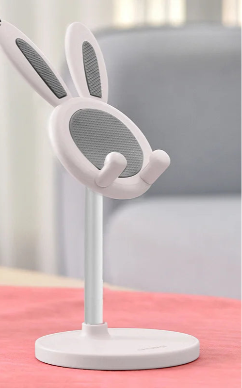 Cute Rabbit Adjustable Phone Stand – Liftable Desktop Holder & Phone Grip Accessory