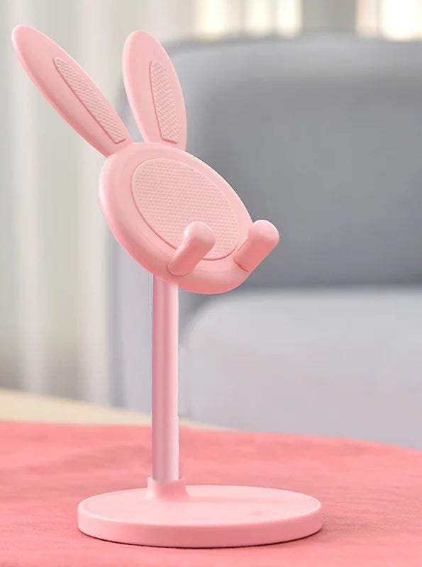 Cute Rabbit Adjustable Phone Stand – Liftable Desktop Holder & Phone Grip Accessory