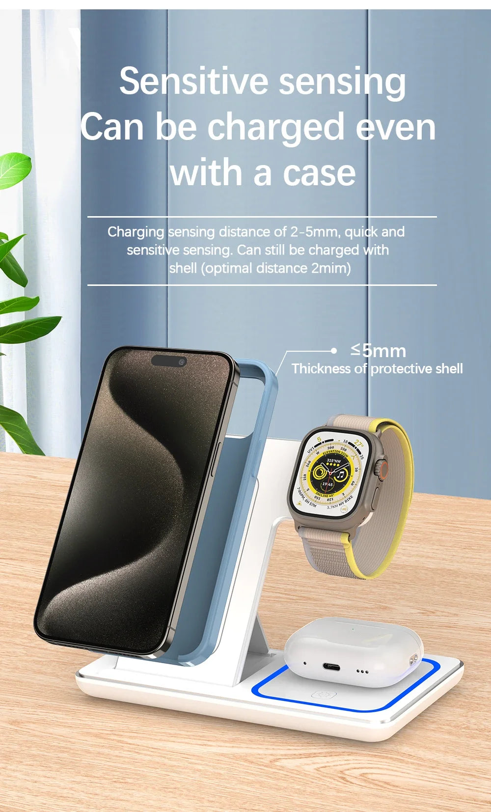 3-in-1 Foldable Wireless Charging Station – Fast Desktop Charger for iPhone 16–12, Apple Watch 10–6, and AirPods 3/2