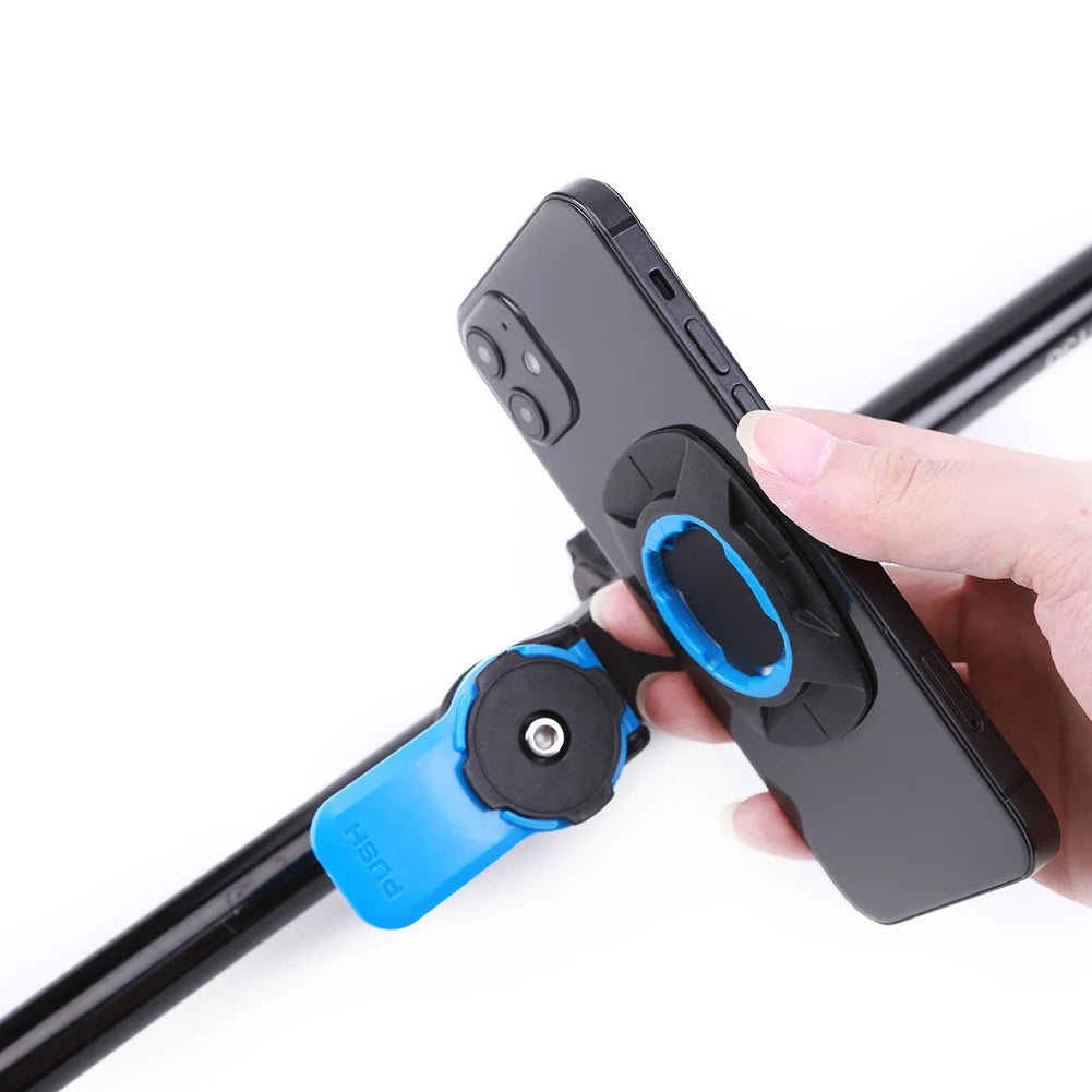 Motorcycle Phone Holder – Quad Lock Style with Shock Absorber & Vibration Damper for MTB & Road Bikes