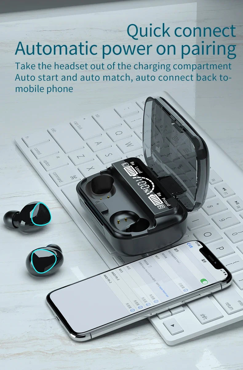 M10 TWS Bluetooth Earbuds – 9D Stereo Wireless Headphones with 3500mAh Charging Case & Mic, Waterproof Sports Design