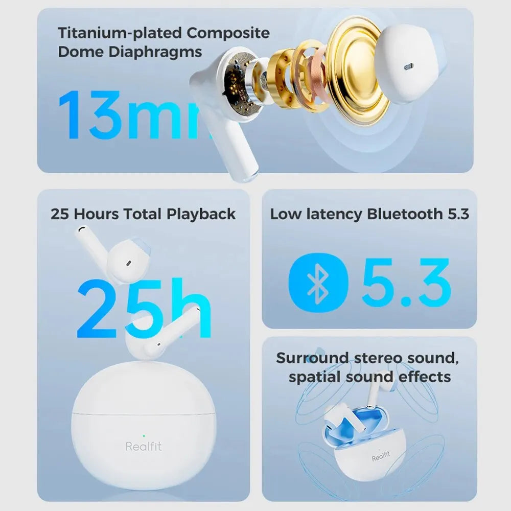 Realfit F2 TWS Wireless Earbuds – HiFi Bluetooth Earphones for Android (realme, Xiaomi)