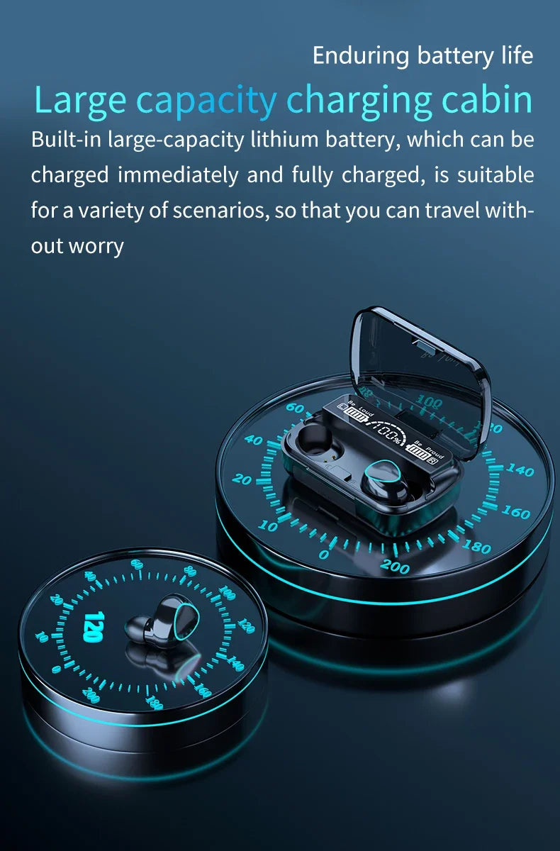 M10 TWS Bluetooth Earbuds – 9D Stereo Wireless Headphones with 3500mAh Charging Case & Mic, Waterproof Sports Design